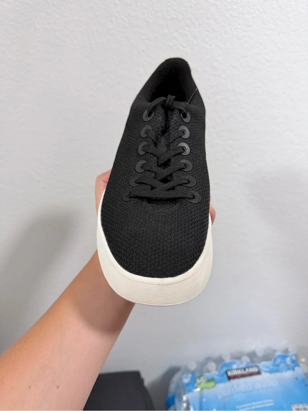 All birds Men's Black Knit Low-Top Sneakers with White Sole